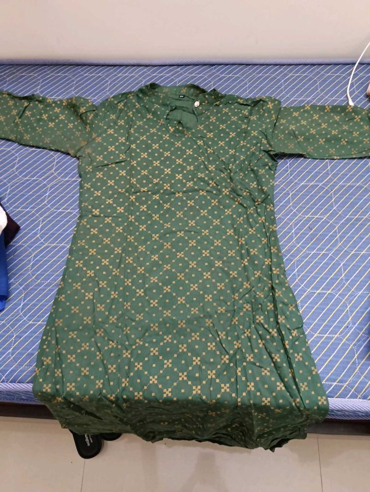 Green Printed Kurta