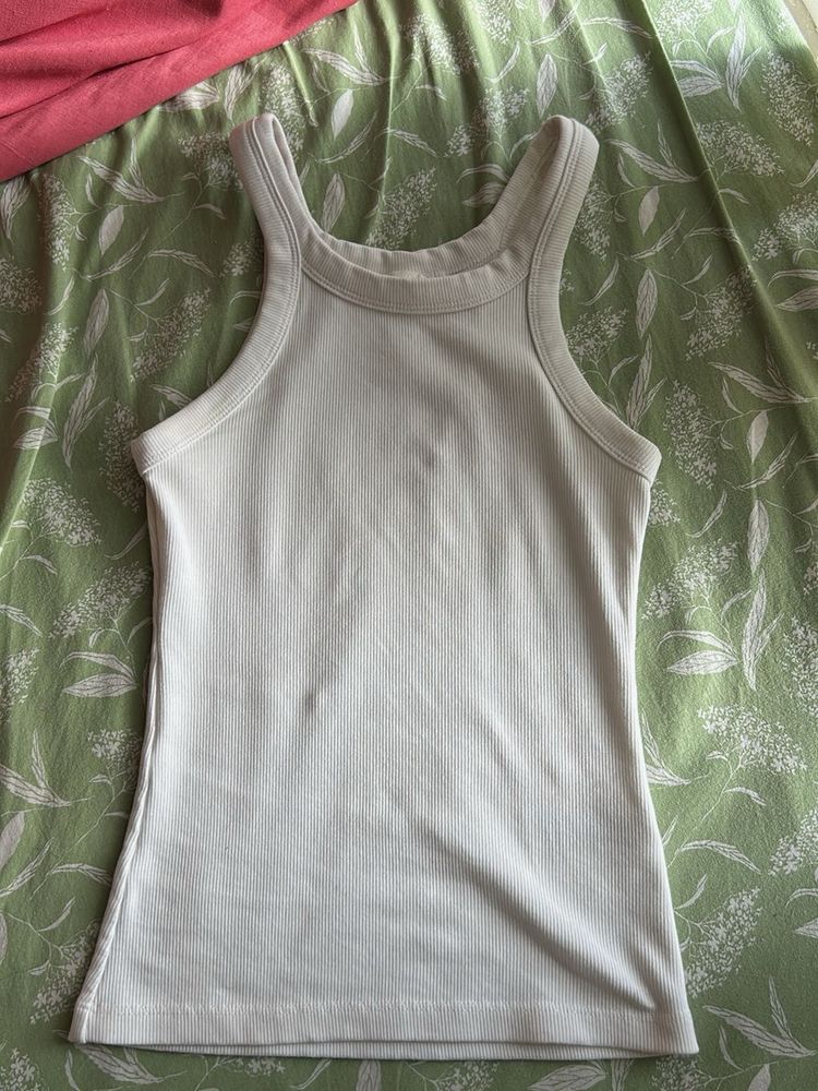 H&amp;m White Tank Top(Xs(