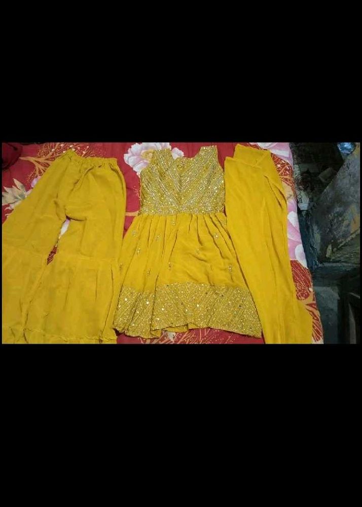 beautiful sarara set haldi wear