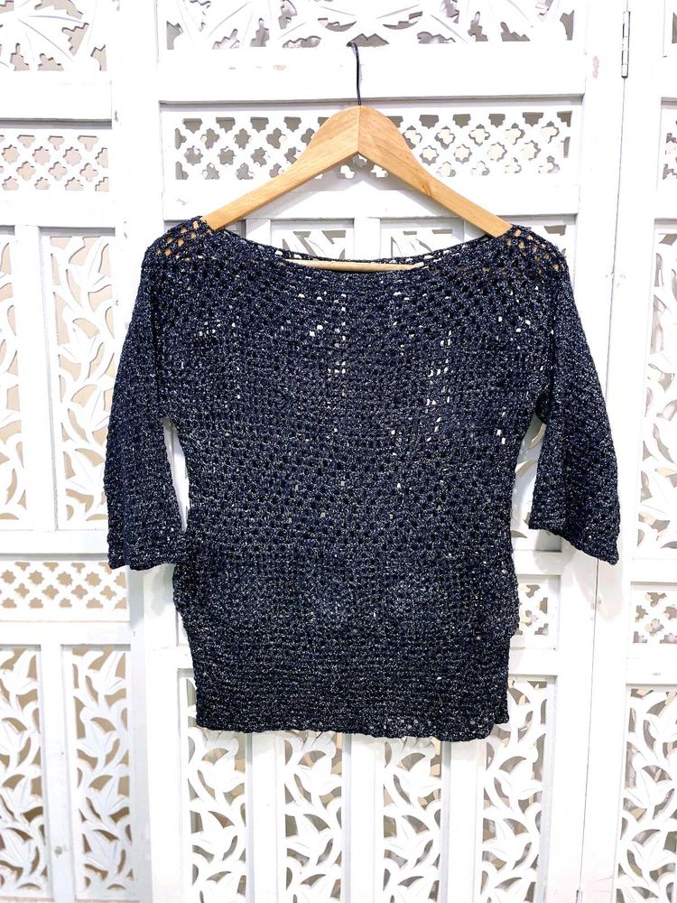 Glimmer Knit Crochet Top