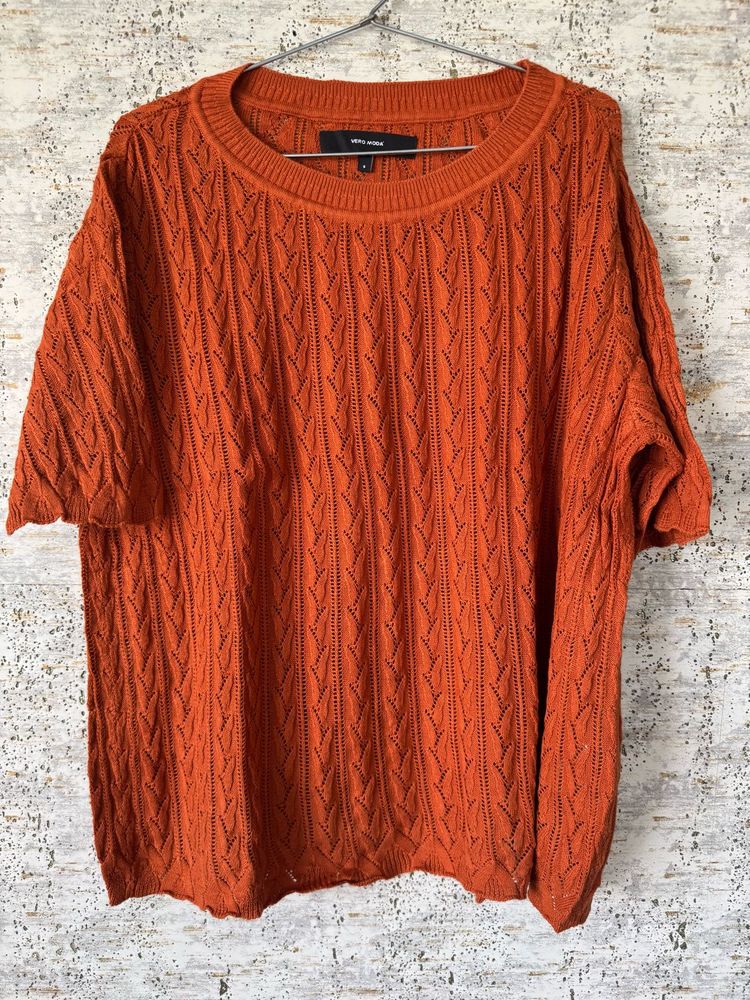 Vero Moda Rust Knit Short Sleeve Top