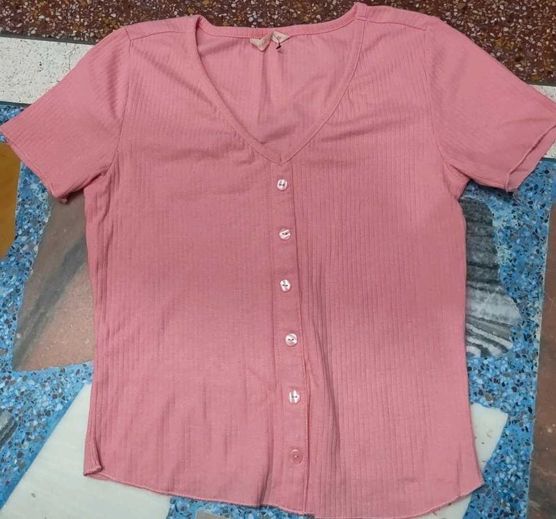 Pink Button-Down Top