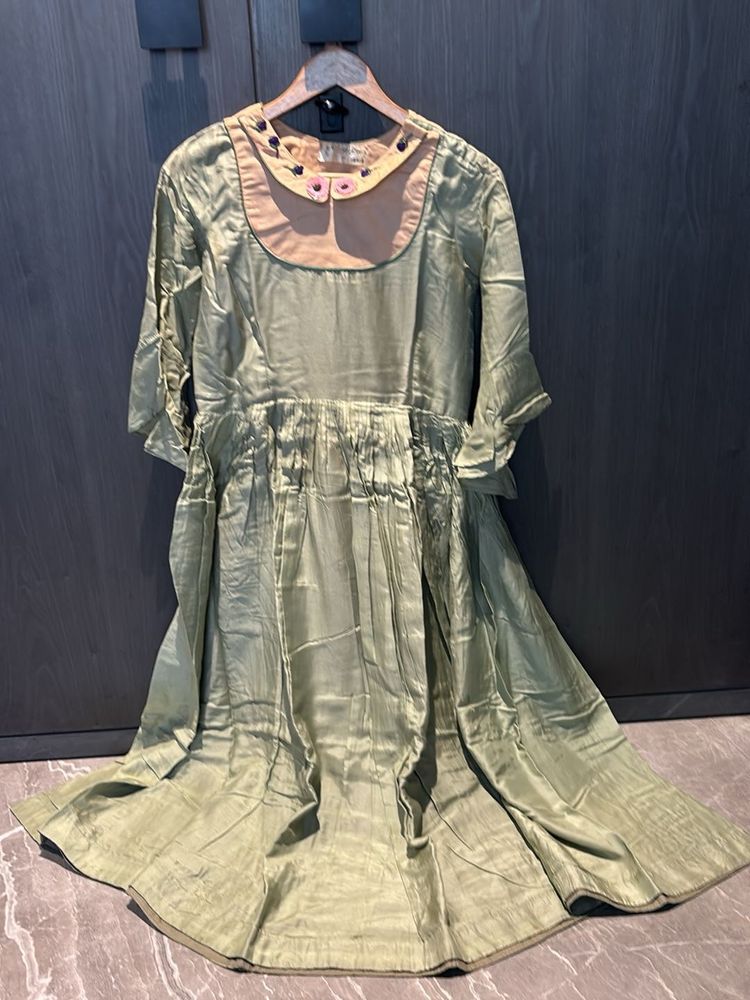 Chinese Collar Pleated Gown