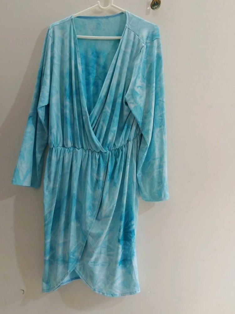 Tie-Dye Mini Wrap Dress