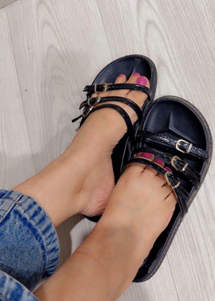Black Buckled Sandals