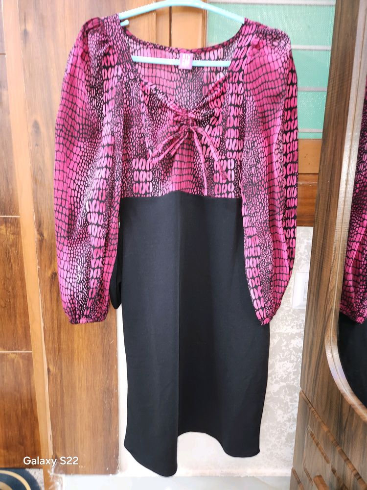 Women Snack Print Square Neck Dress