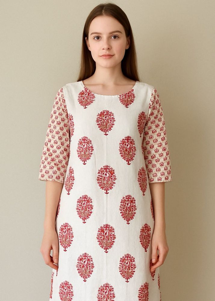 Floral Print Cotton Kurta