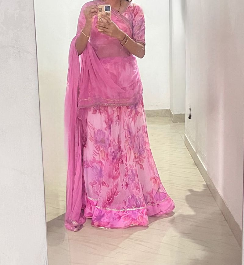 Pink Floral Lehenga Choli