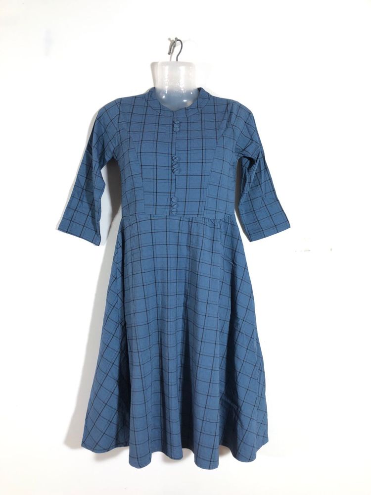 Dark Blue Checked Dress (Women’s)