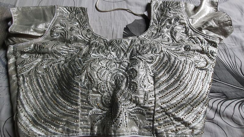 Silver Heavy Embroidered Blouse