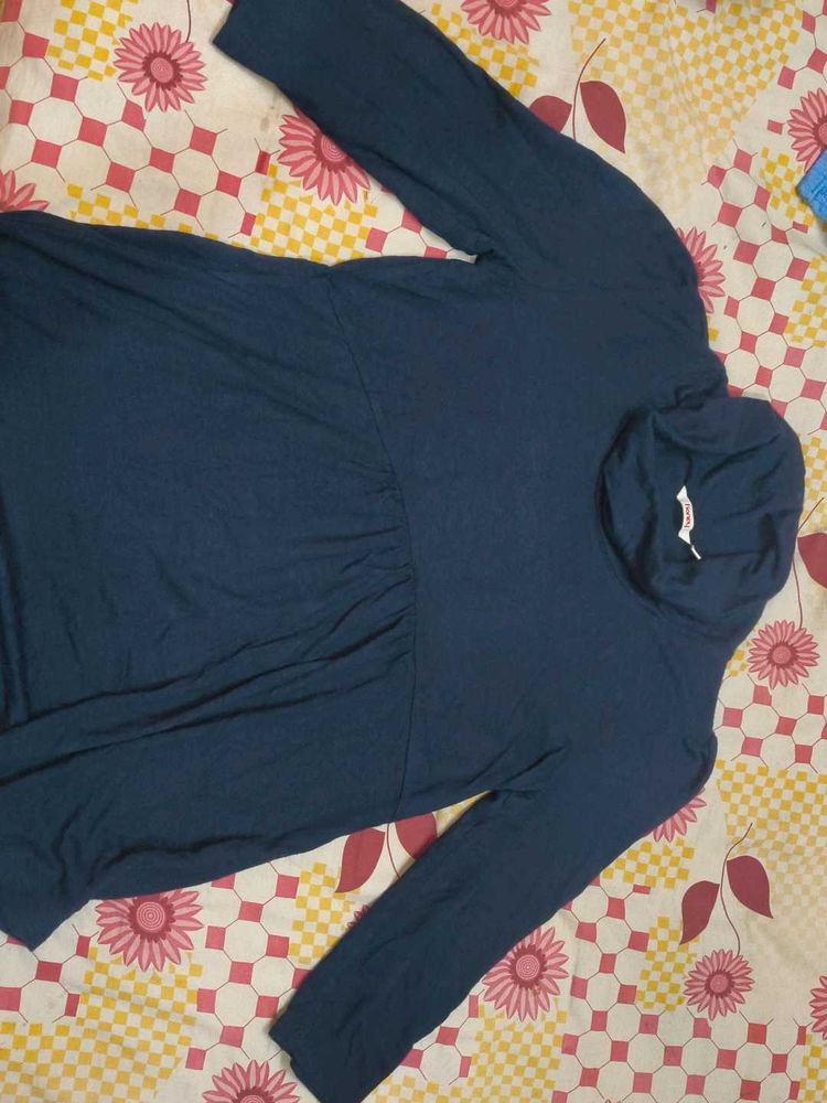 Navy Blue Turtleneck Top