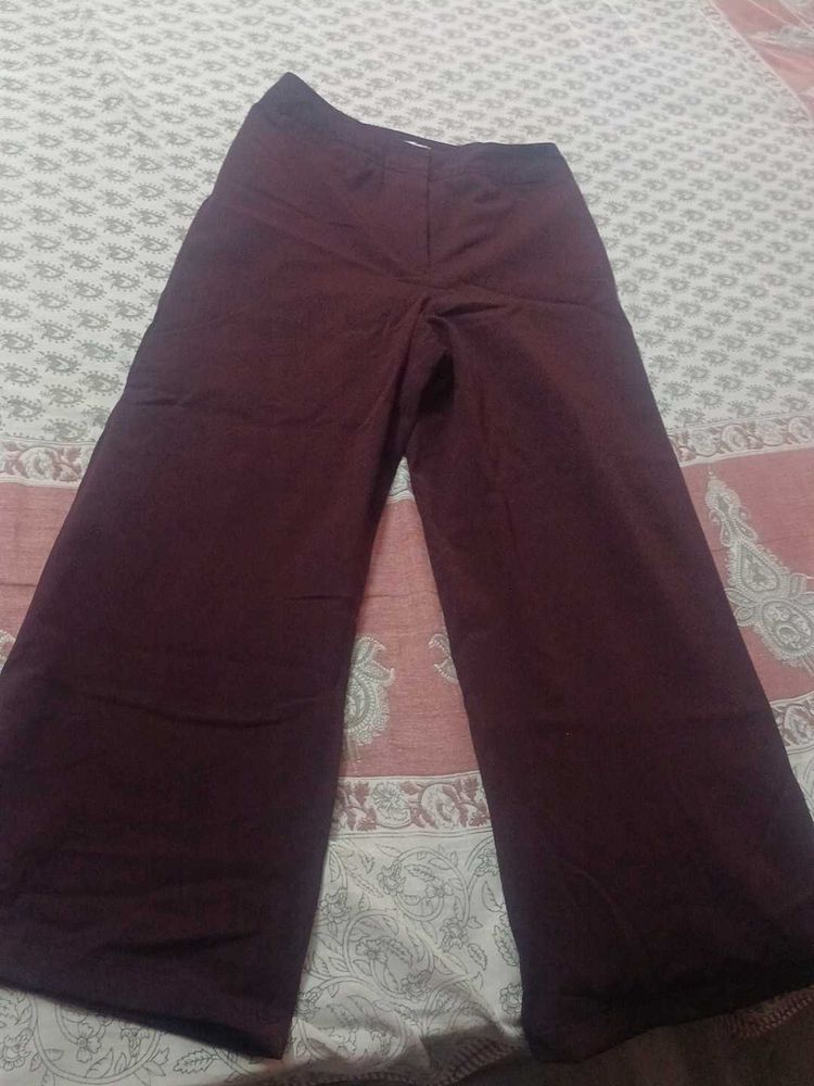 Burgundy Wide Leg Pants