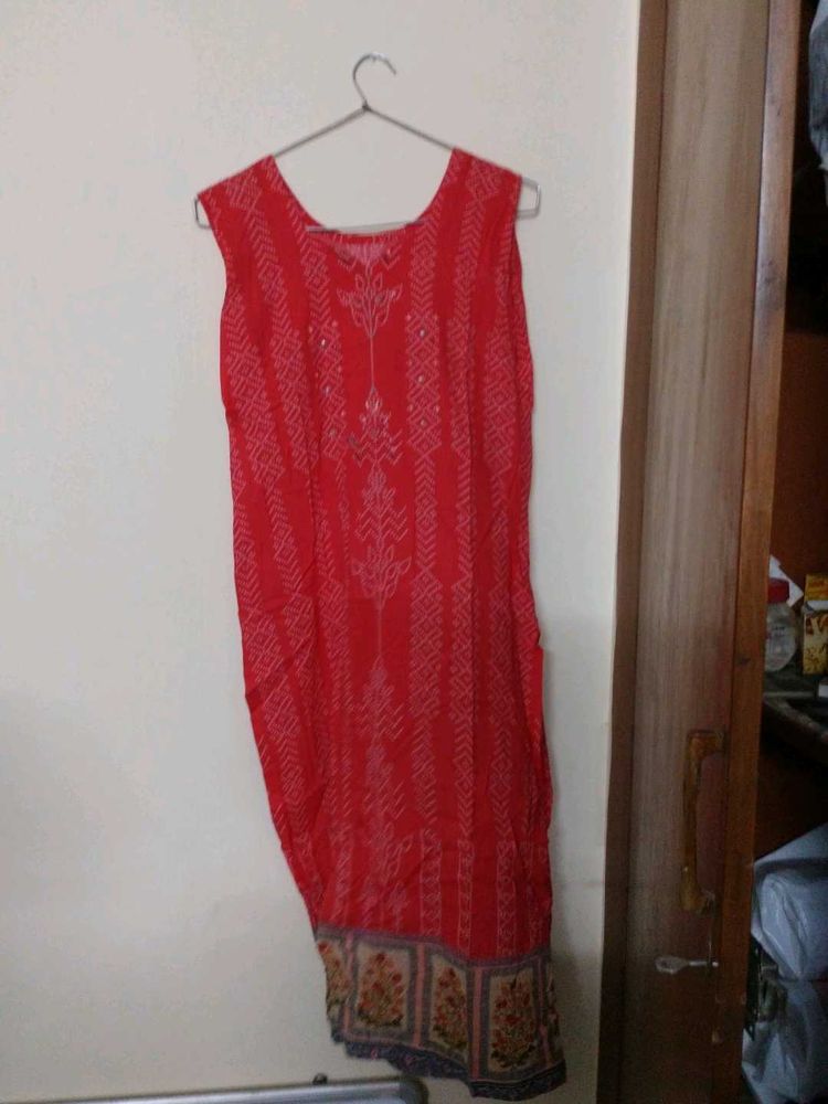 Red Printed Kurta