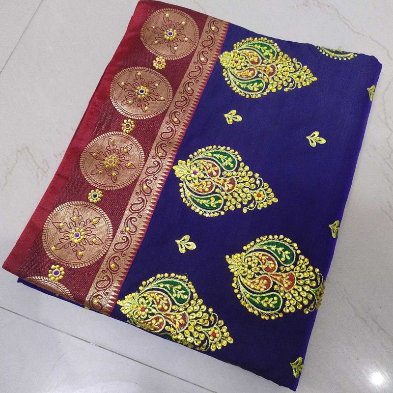 Embroidered banarasi silk saree