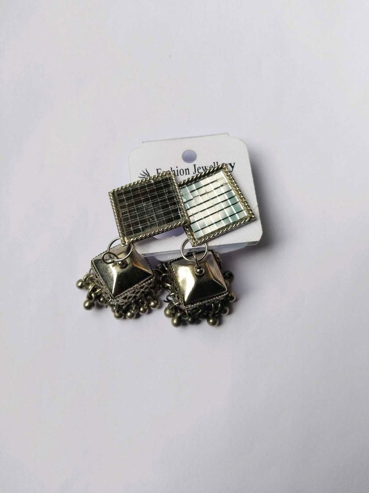 Mirror Square Dangle Earrings