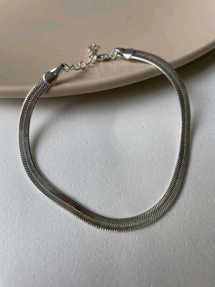 1 Silver Herringbone Snack Chain Anklet