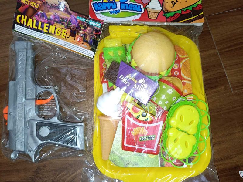 Toy Food &amp; Gun Set in combo