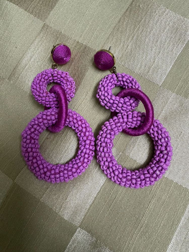 Purple/ mauve dangling earrings
