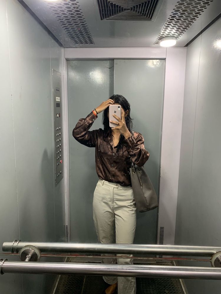 Brown Satin shirt 🎀