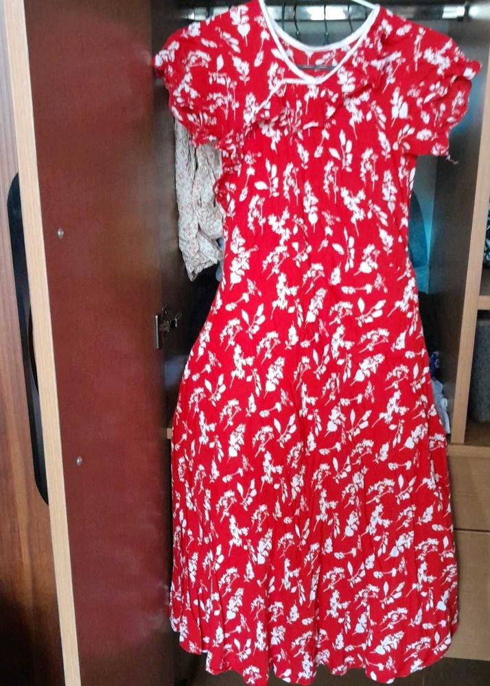 Red Floral Print Dress