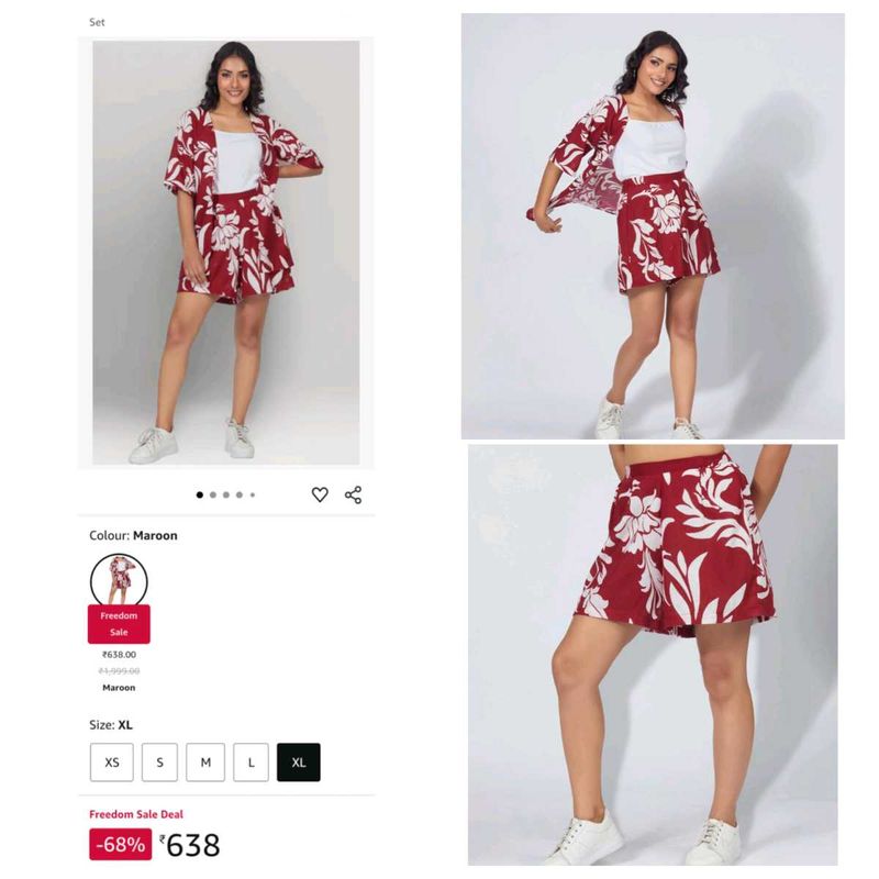 🔥Dressberry 2 Piece Printed Linen Short &amp; Shrug
