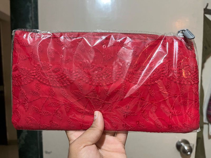 New Red Embroidered Clutch/Pouch