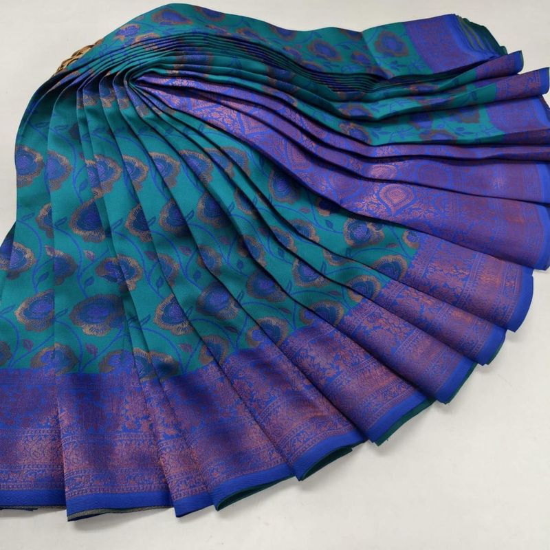 Elegant Teal &amp; Blue Saree