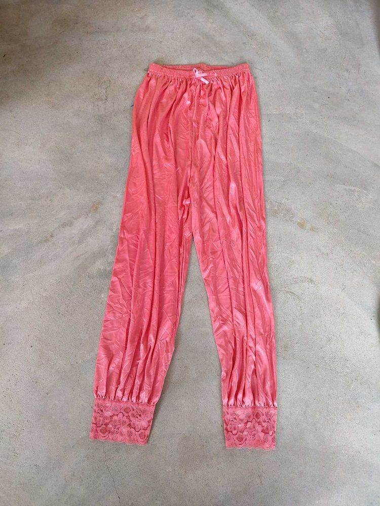 Vintage Pink Lace Trim Lounge Pants