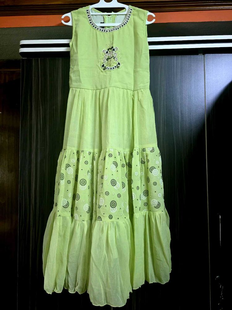 Green frock with overcoat