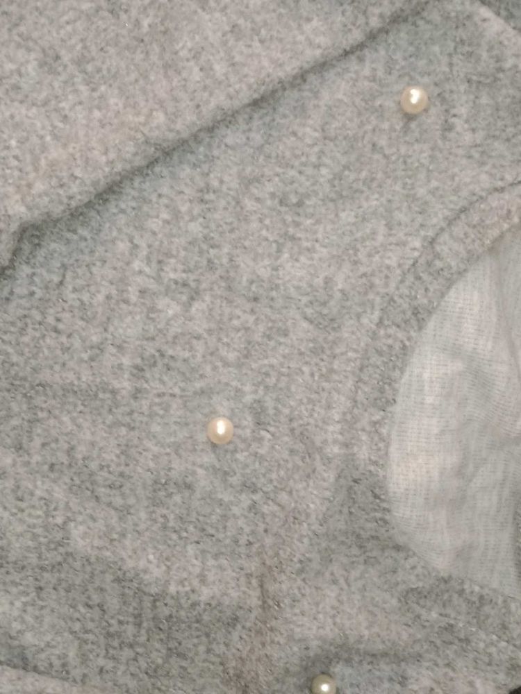 Grey Pearl Embellished Sweater