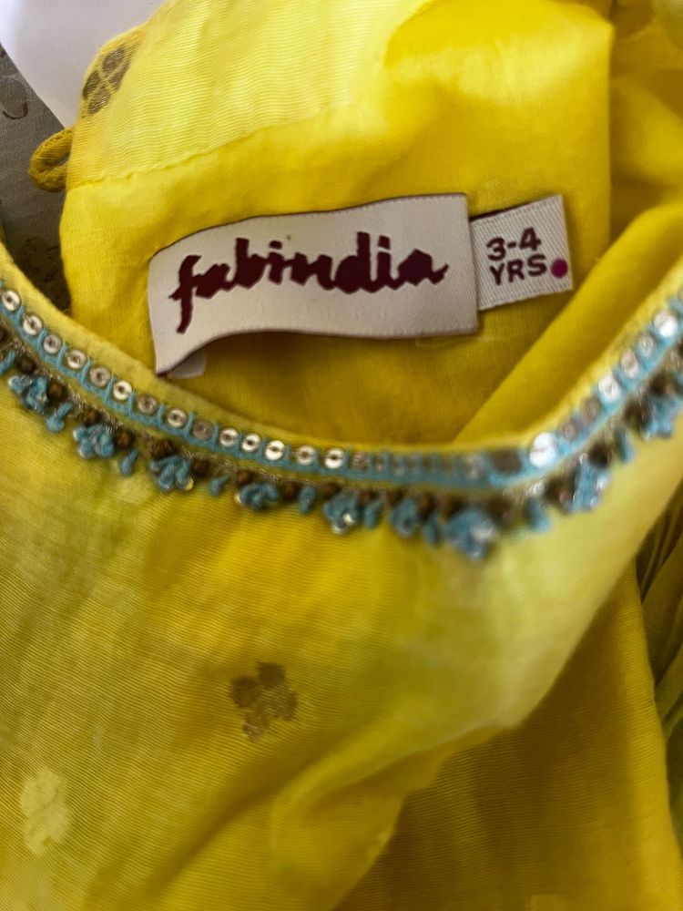 Fabindia Yellow Dress (3-4 Yrs)