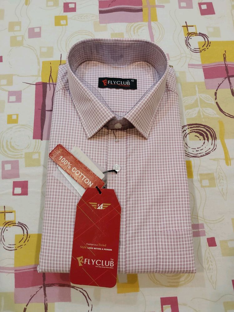 New Unused Cotton Full Sleeves Shirt Pink Size 42
