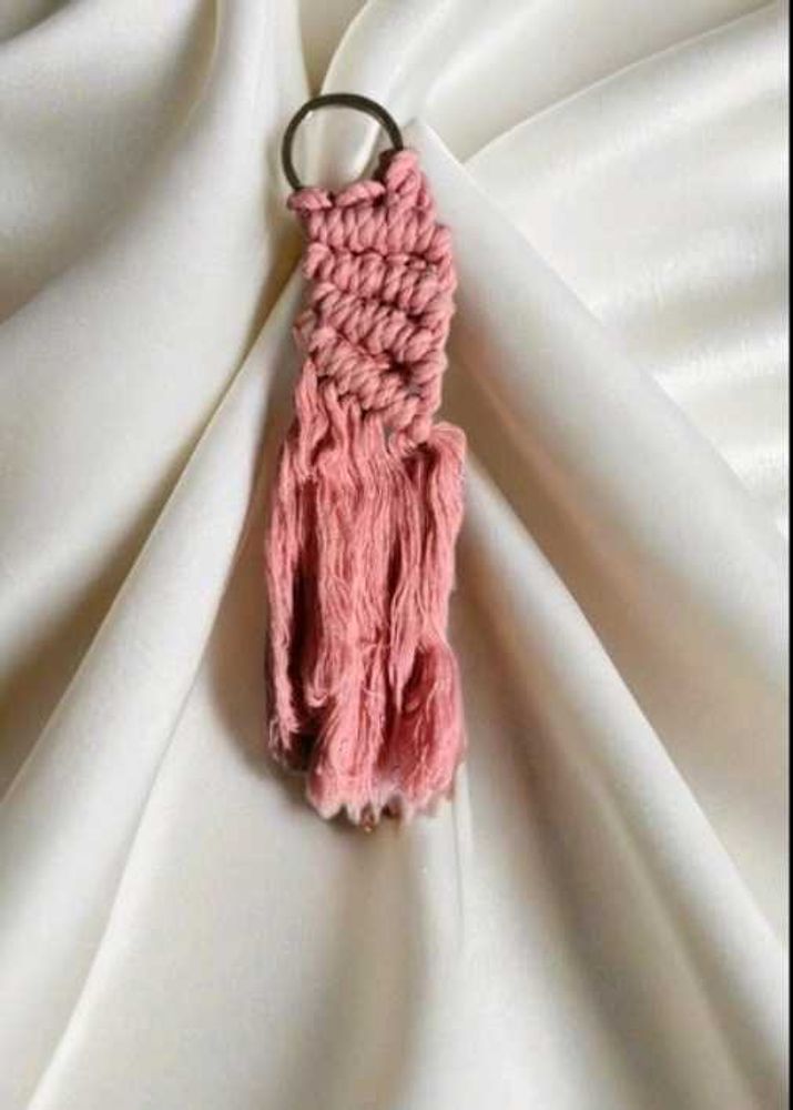 Pink Macrame Keychain