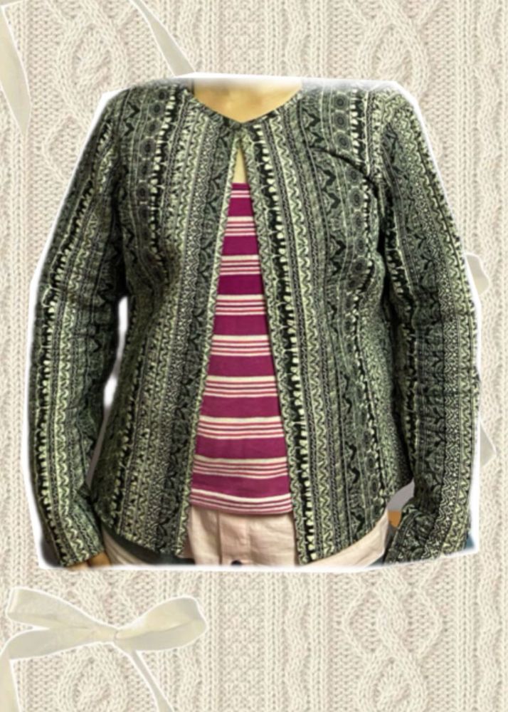 Patterned Open Front Jacket