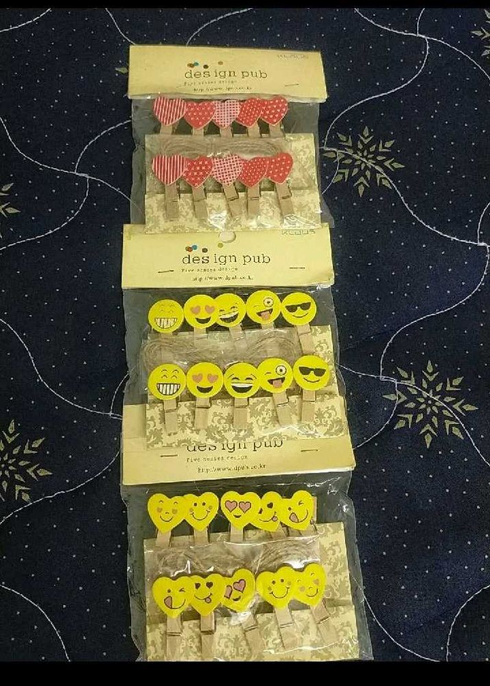 Cute Emoji Clothespins pack of 3 sets