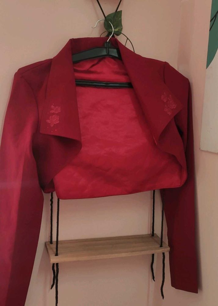 Red Cropped Bolero Jacket