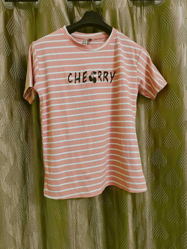 Striped Cherry Graphic Tee