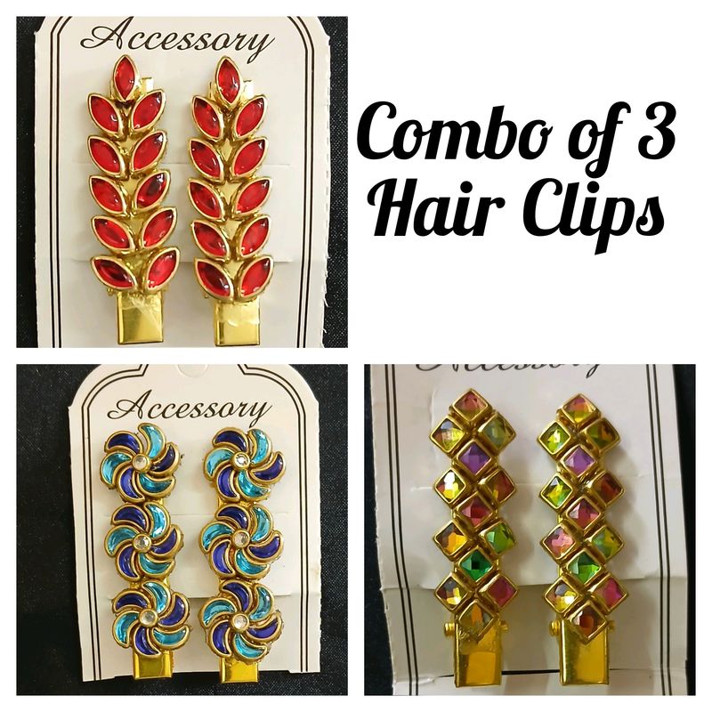 Kundan Stones Hair Clips For Kids