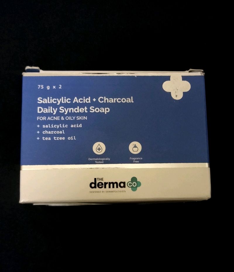 The derma co Salicylic Acid + Charcoal Daily Syndet Soap with Charcoal &amp; Tea Tree Oil for Acne-Prone &amp; Oily Skin - 75 g(__only one soap 🧼)