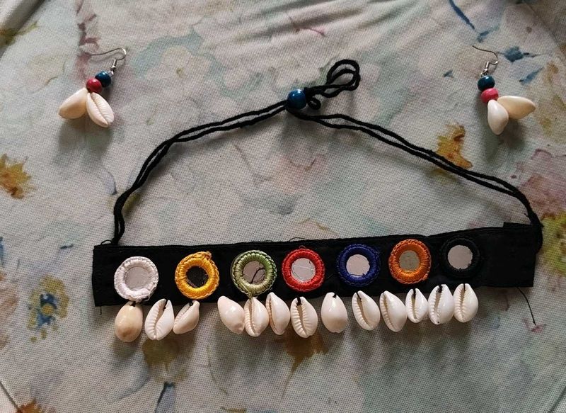 Cowrie Shell Necklace With Earrings