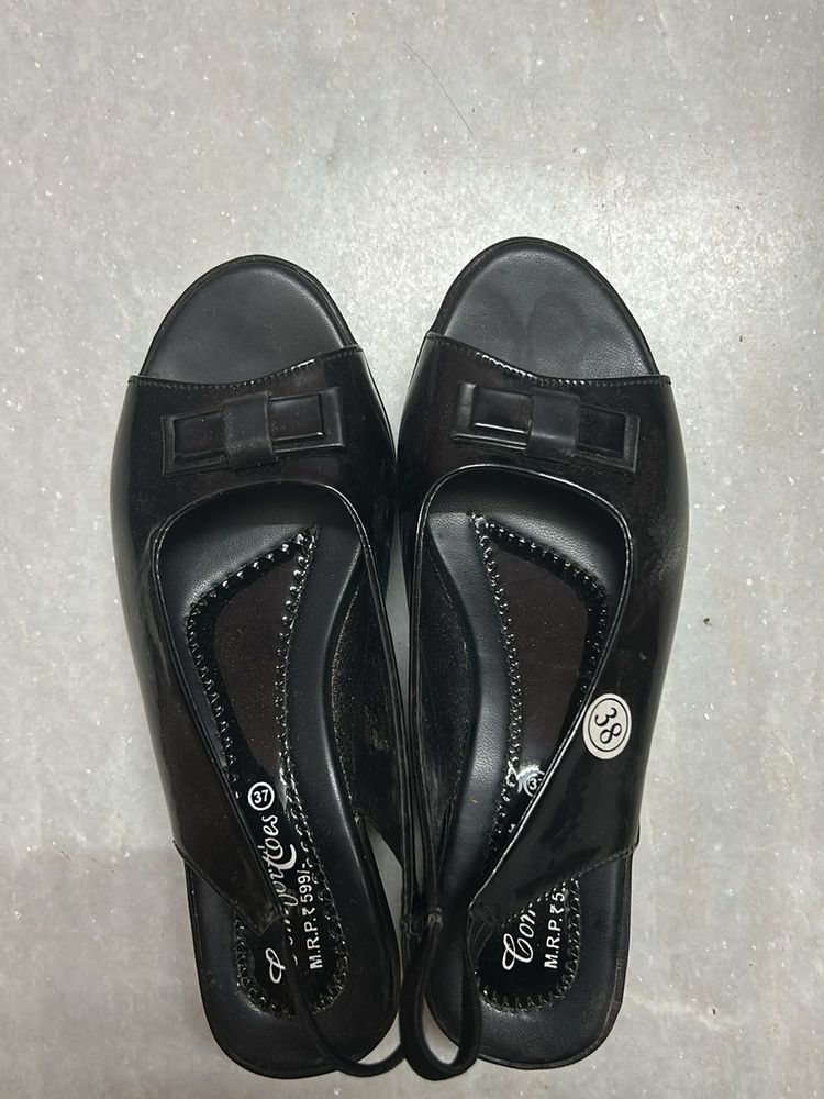 Comfortable Black Slingback Heels