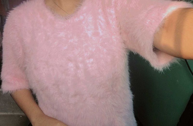 Pink Fuzzy Knit Sweater