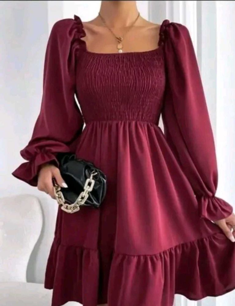 Chic Burgundy Ruffled Mini Dress