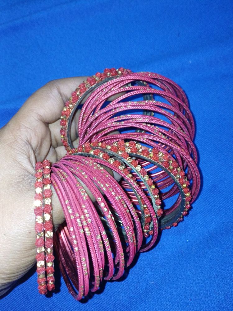 Beautiful Red Metal Bangles &amp; Kadha