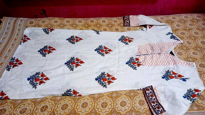 Pure Cotton Kurti Set With New Sare