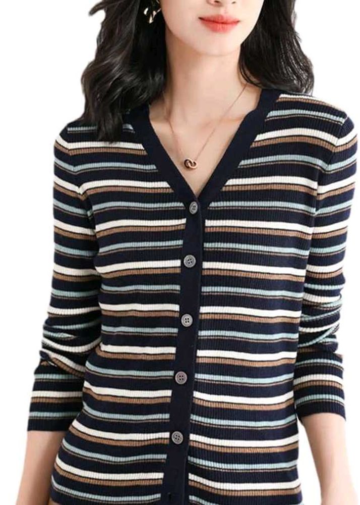 Striped Button-Down Cardigan