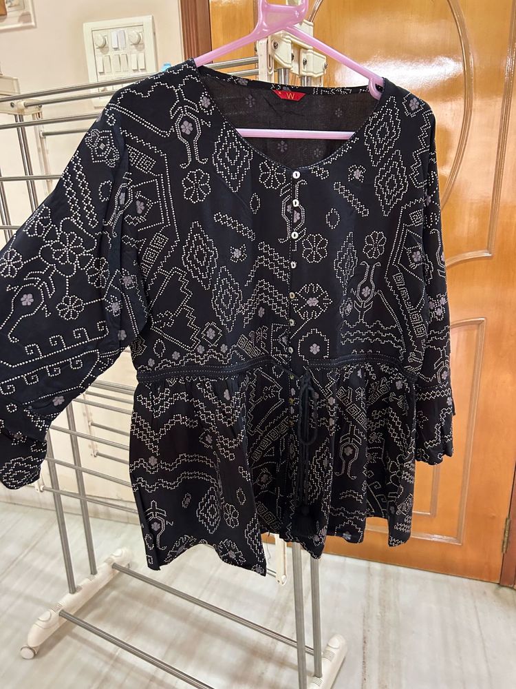 Black Printed Top kurti