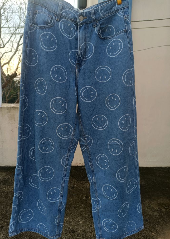 Smiley X H&amp;M Straight Wide Leg Denim