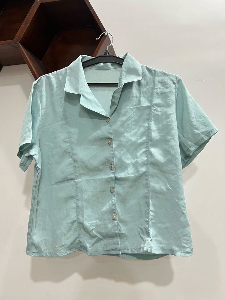 Sky Blue  Button-Up Top