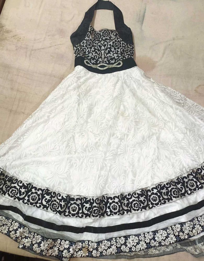 Elegant Black and White Halter Dress